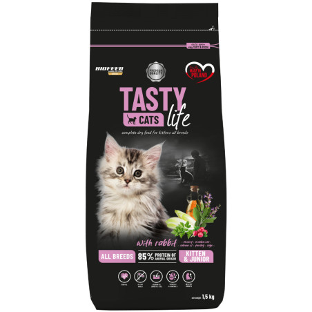 Karma sucha dla kota Biofeed TASTY CATS LIFE KITTEN WITH RABBIT 1,5KG