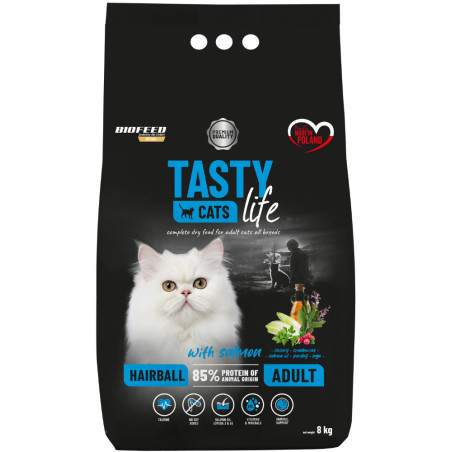Karma sucha dla kota Biofeed TASTY CATS LIFE Hairball with Salmon 8kg