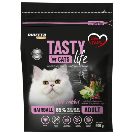 Karma sucha dla kota Biofeed Tasty Cats Life Hairball with Rabbit 600g