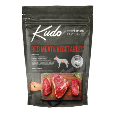 Sucha karma dla psa Kudo Czerwone Mięso i Warzywa Med/Maxi 3kg
