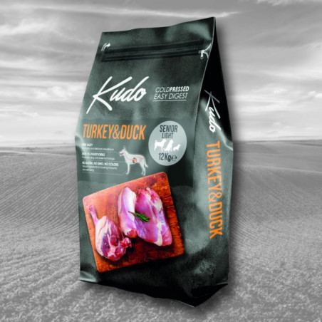 Cold-Pressed Dry Dog Food Kudo Turkey & Duck Senior/Light 12kg