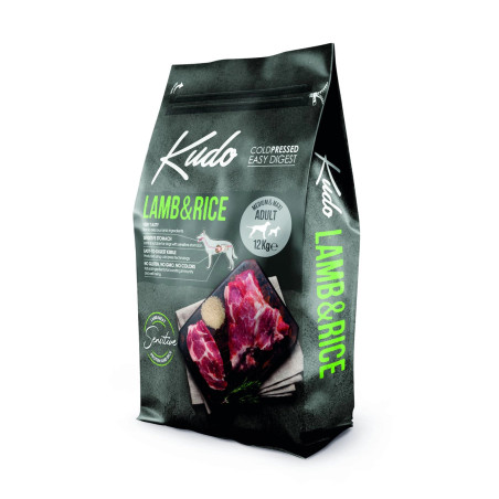 Sucha karma dla psa tłoczona na zimno Kudo Jagniecina&Ryz Med/Maxi Adult 12kg