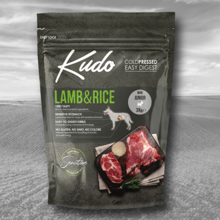 Cold Pressed Dry Dog Food Kudo Lamb & Rice Mini Junior 3kg
