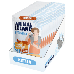Karma mokra dla kociąt Animal Island 12x85g - Indyk/Cielęcina