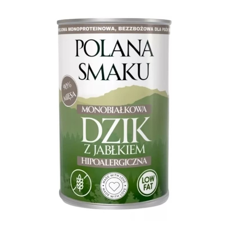 Karma mokra dla psa Polana Smaku Dzik z jabłkami 400g