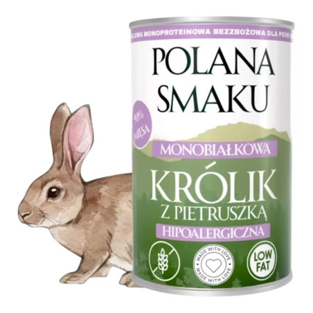 Karma mokra dla psa Polana Smaku Królik z pietruszką 400g