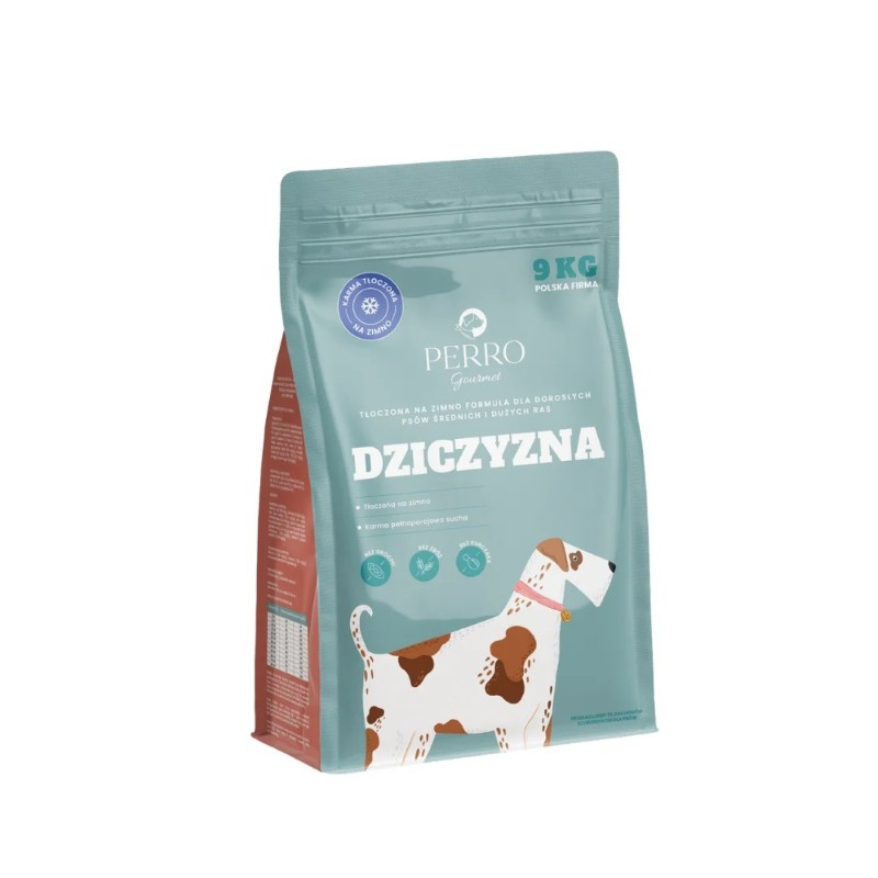Karma sucha dla psa Perro Tłoczona na zimno Dziczyzna 9 kg