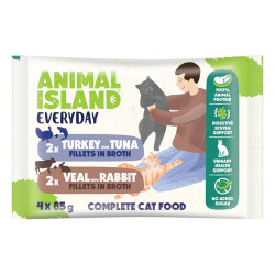 Karma mokra dla kota Animal Island Saszetki EVERYDAY 4 pak 4 x 85g Cielęcina/Królik i Indyk/Tuńczyk