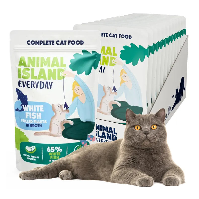Wet Cat Food Animal Island Everyday Pouches White Fish 12 x 85g