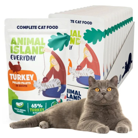 Wet Cat Food Animal Island Everyday Pouches Turkey 12 x 85g