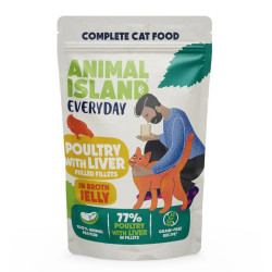 Wet Cat Food Animal Island Pouches EVERYDAY 4 Pack 4 x 85g - Poultry with Liver and Veal