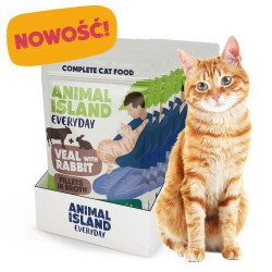 Wet Cat Food Animal Island 12x85g Pouches Fillets in Broth Veal-Rabbit