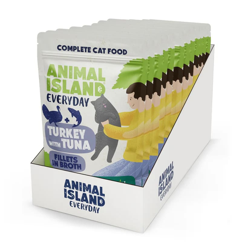 Karma mokra dla kota Animal Island 12x85 g Saszetki Filety w rosole Indyk-Tuńczyk