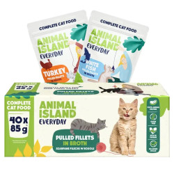 Karma mokra dla kota Animal Island EVERYDAY BOX 20 szt. x indyk / 20 szt. x biała ryba