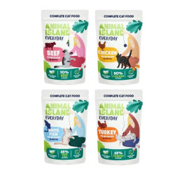 Wet Cat Food Animal Island Everyday Box 40 x Beef Chicken Turkey White Fish