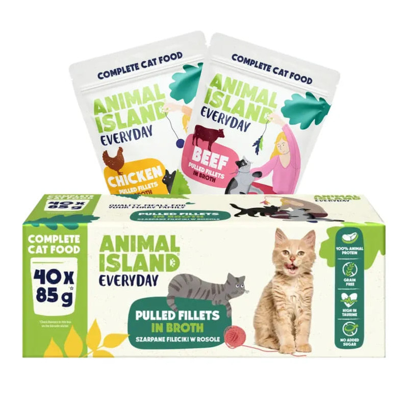 Karma mokra dla kota Animal Island Everyday Box 20 x wołowina, 20 x kurczak