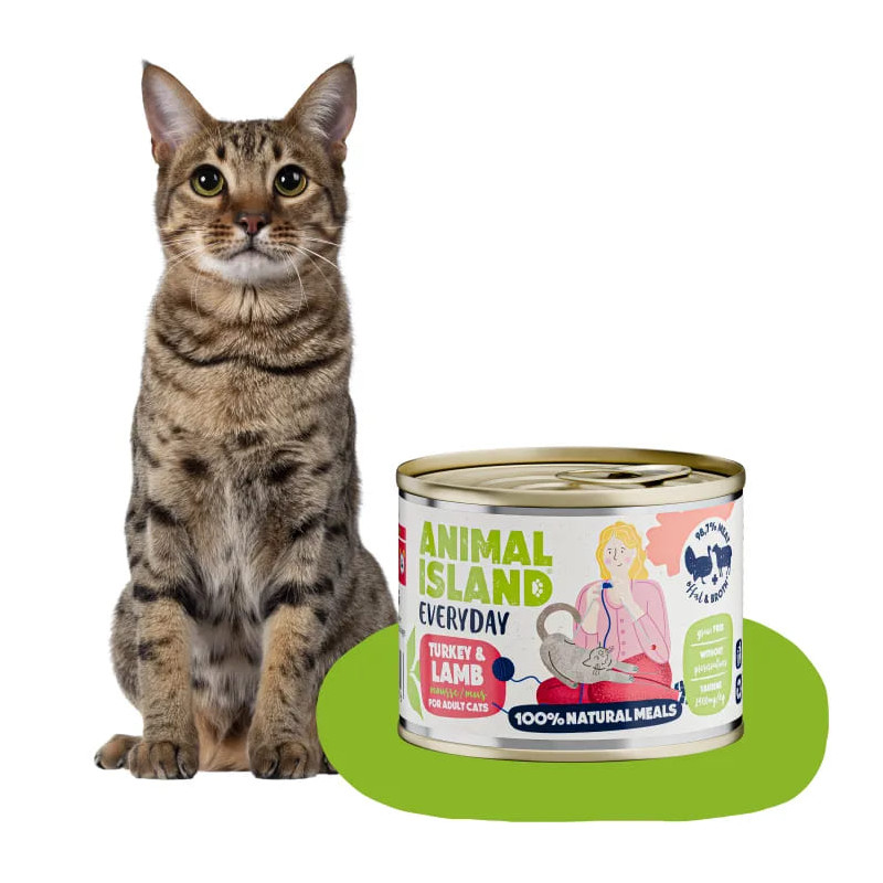 Karma mokra dla kota Animal Island Everyday Kota Indyk/Jagnięcina 200G