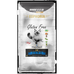 Karma sucha dla kota EUPHORIA Gluten Free Cat HAIRBALL Indyk & Łosoś 8 kg