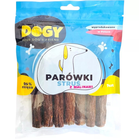 Dog Treats DOGY Sausages Ostrich with Raspberries 7 pcs