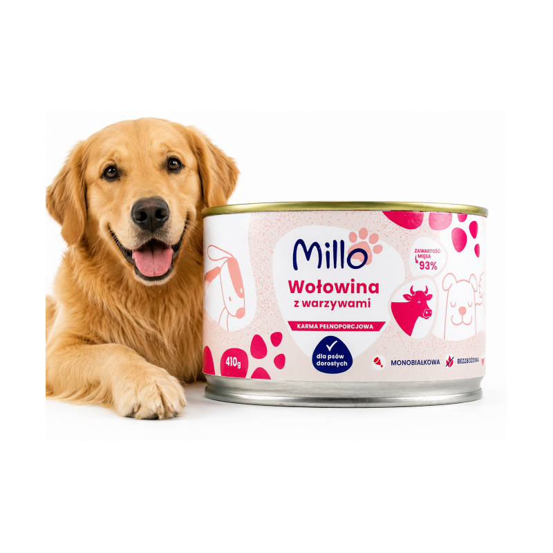 Karma mokra dla psa MILLO Dorosły Wołowina z warzywami 410 g