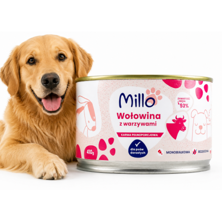Karma mokra dla psa MILLO Dorosły Wołowina z warzywami 410 g