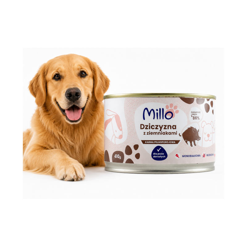 Wet Dog Food MILLO Adult Venison with Potatoes 410 g