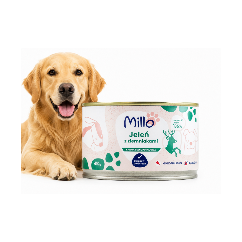 Karma mokra dla psa MILLO dorosły Jeleń z ziemniakami 410 g