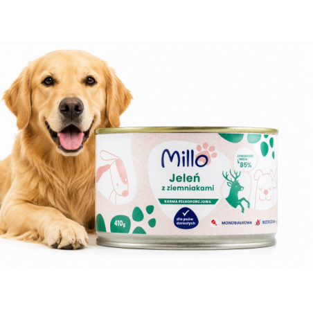 Wet Dog Food MILLO Adult Deer with Potatoes 410 g