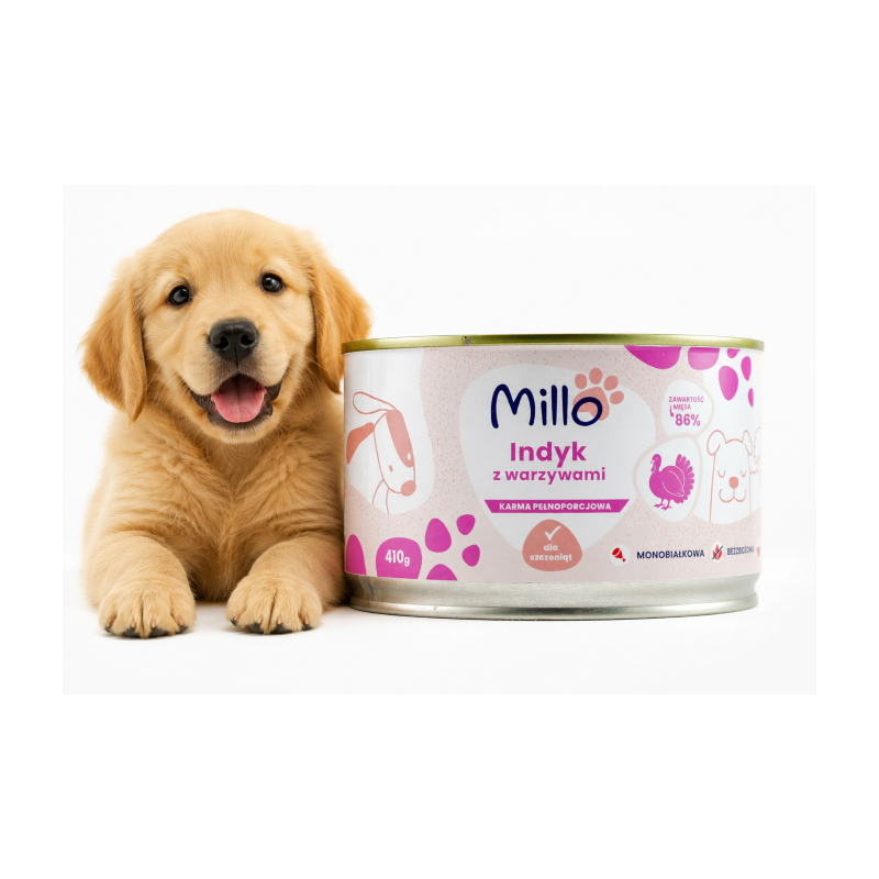 Wet Dog Food MILLO Puppy Turkey with Vegetables 410 g