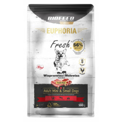 Dry Dog Food Biofeed EUPHORIA Fresh Meat Adult Pork Beef XS/S 0.5kg