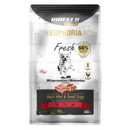 Karma sucha dla psa Biofeed EUPHORIA Fresh Meat Adult Wieprzowina Wołowina XS/S 0,5kg
