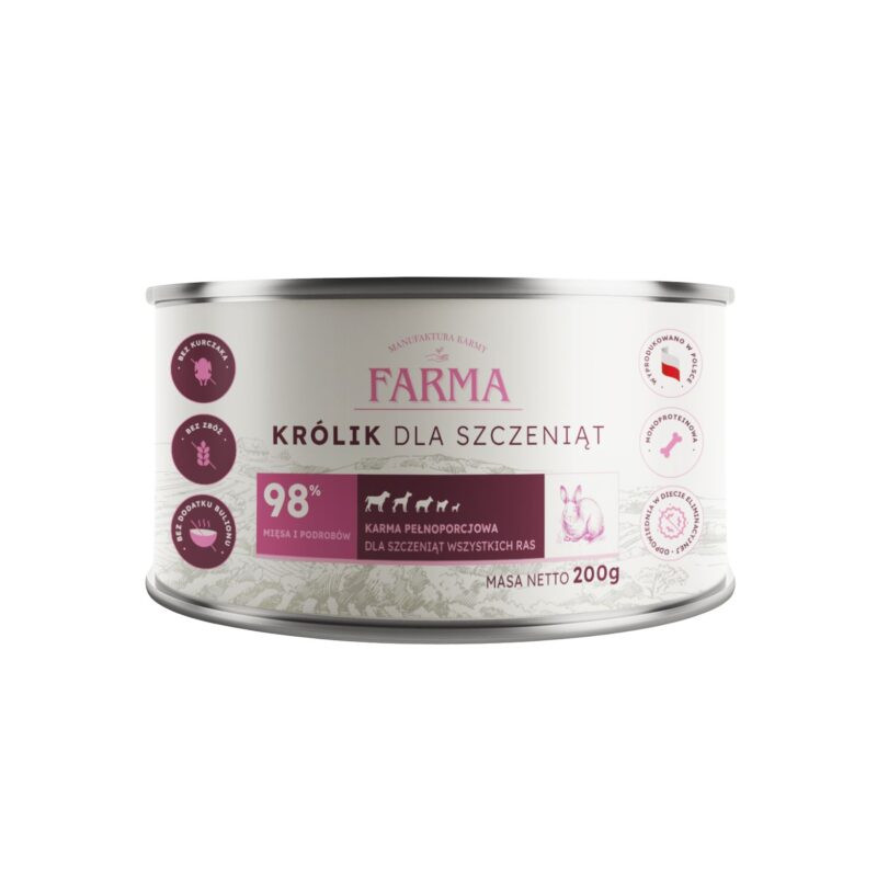 Karma mokra dla psa Farma Select Królik dla szczeniąt 200 g