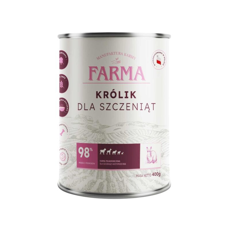 Karma mokta dla psa Farma Select Królik dla szczeniąt 400 g