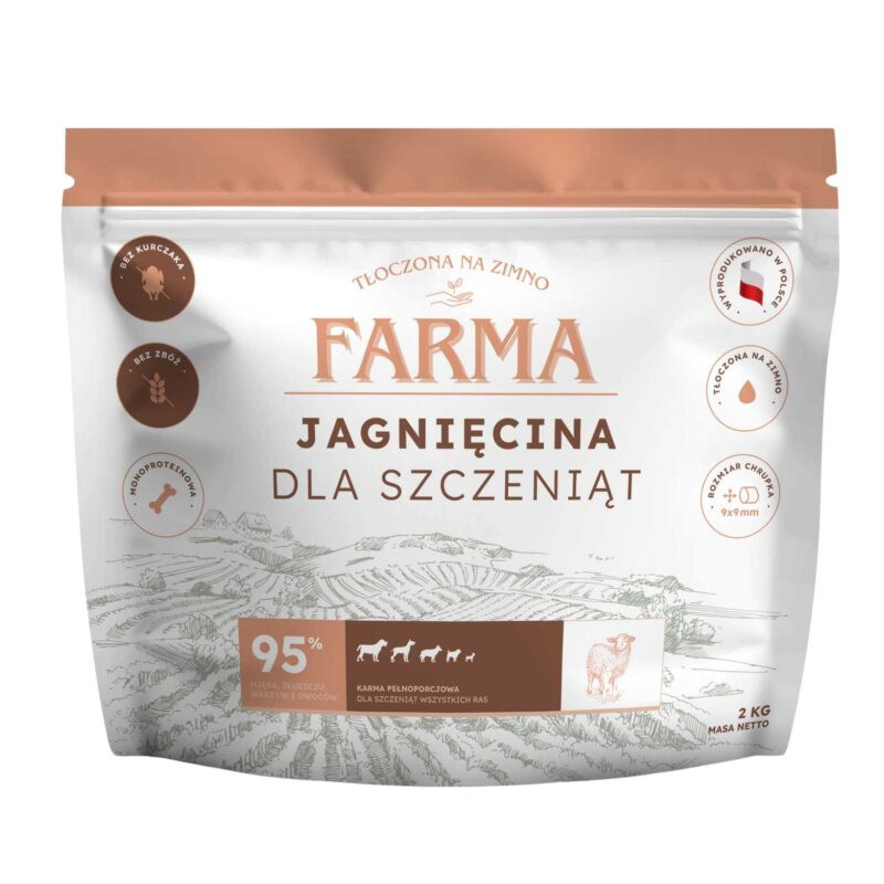 Karma sucha dla psa FARMA Jagnęcina dla Szczeniąt 2kg