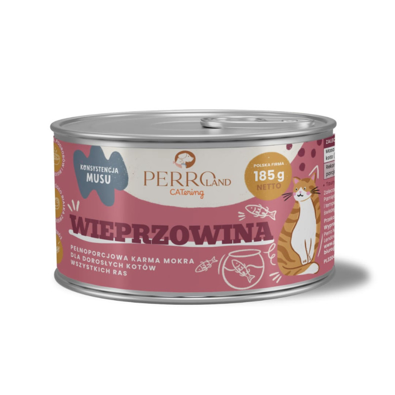 Karma mokra dla kota PERRO CATERING Wieprzowina 185g