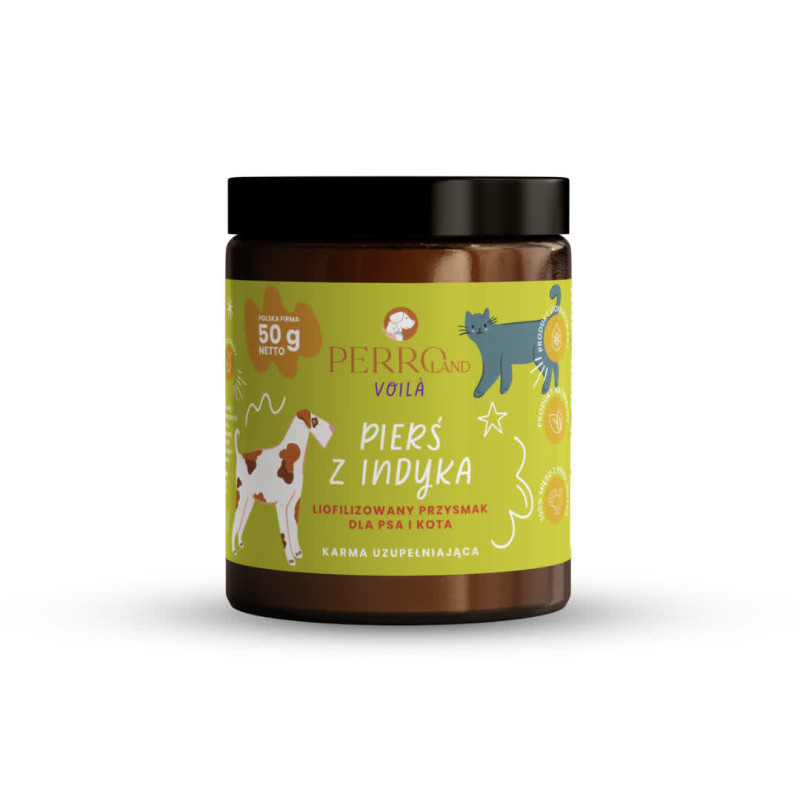 Przysmaki dla psa i kota PERRO Voila Pierś z indyka 50g