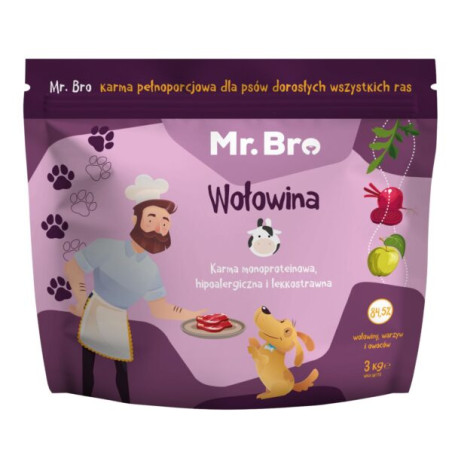 Mr.Bro Hypoallergenic Dry Dog Food Beef 2 kg – for adult dogs | Pupilowa Kraina