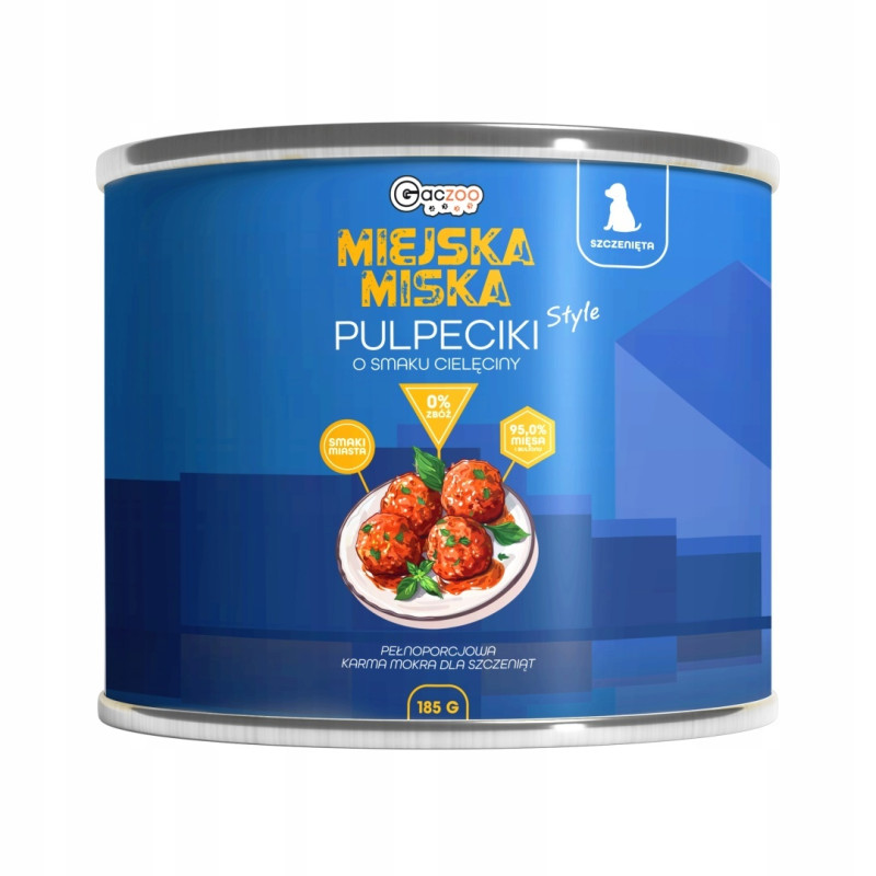 Karma mokra dla psa Gaczoo Miejska Miska dla szczeniąt Pulpeciki Cielęce 185g